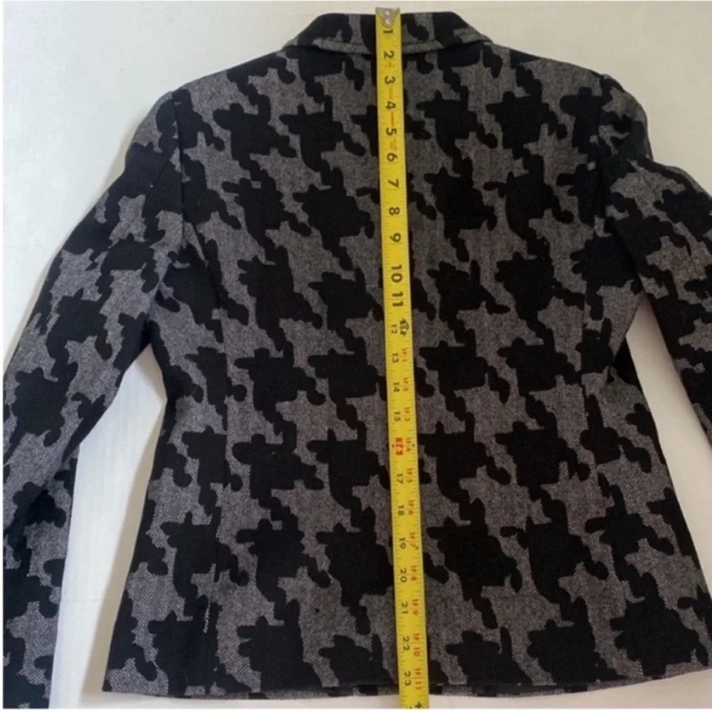 Moschino Women’s Wool Bland Blazer Houndstooth Print Jacket Black Gray size 10 - Picture 11 of 16